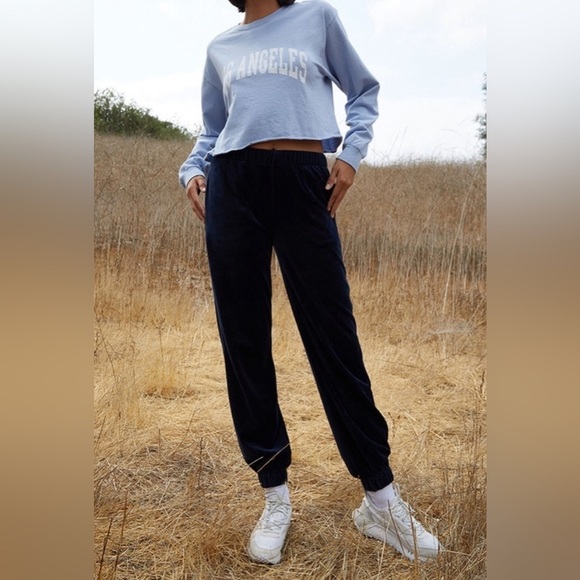 Brandy Melville Pants - PAC SUN John Galt - Velvet Rosa Sweatpants Dark Blue Size S EUC